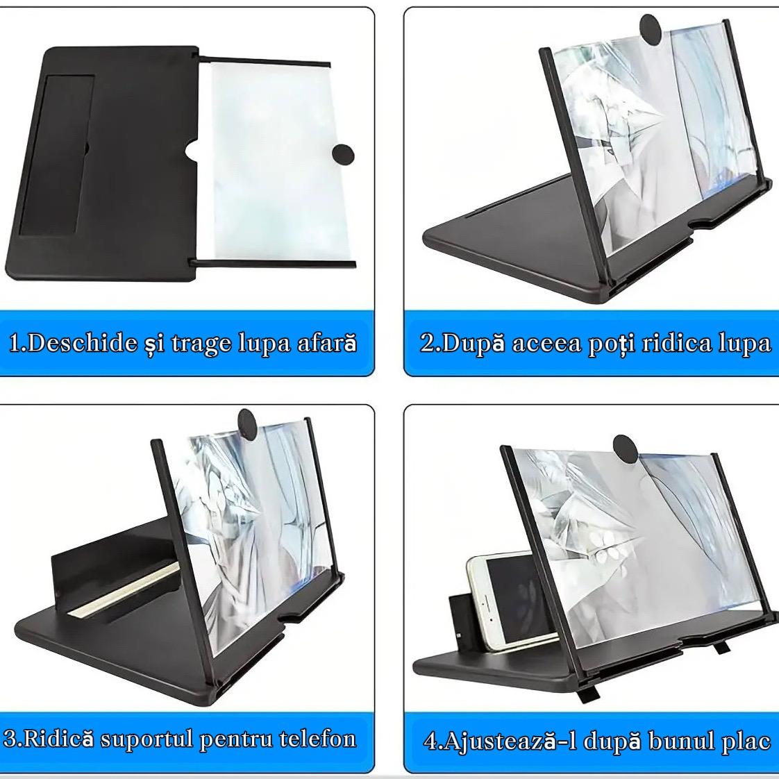 Lupă de ecran 3D pliabilă de 30 cm pentru telefon mobil 📱🔍